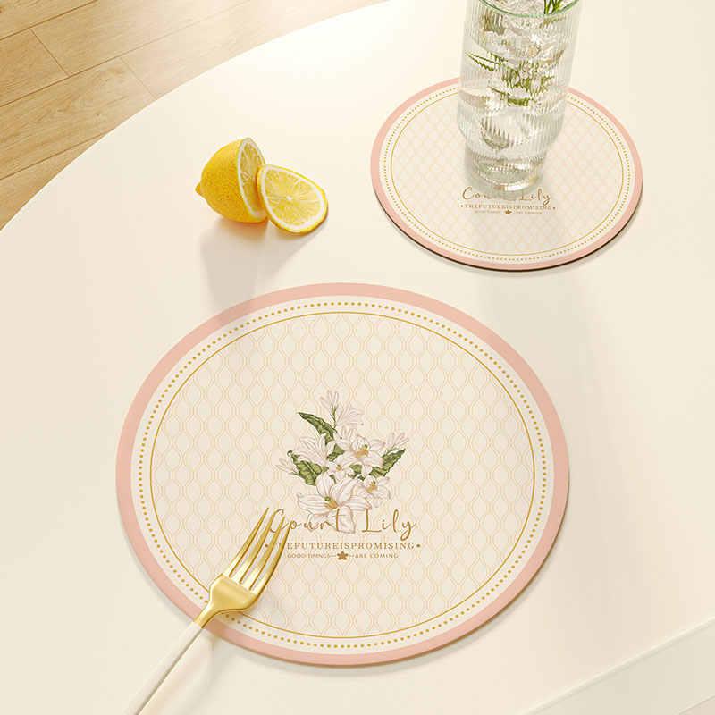 1pcs Leather Cloth Coaster Placemat Absorbent Pad Skid Insulation Cup Mats Anti-slip Bowl Mat Kitchen Home Tableware Drinkware