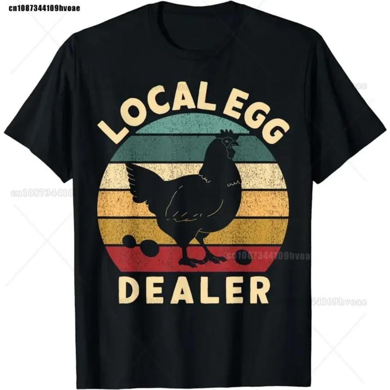 

Retro Vintage Local Egg Dealer Farmer Chicken Egg Lover TShirt Men Clothing Tees Tops Vintage T Shirt Casual Clothes XXXXXL чорний