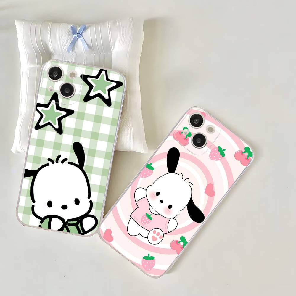 Cute P-Pochacco Transparent Soft Phone Case For iPhone 15 12 14 16 17 13 Plus 11 Pro Max 13 Pro
