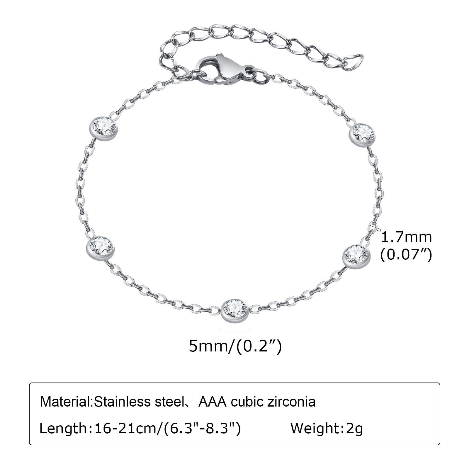 

Trendy Chain Bracelets for Women Girls Lady, Stainless Steel Thin Chain Wristband Bling CZ Stone, Chic bracelet Gifts To Her