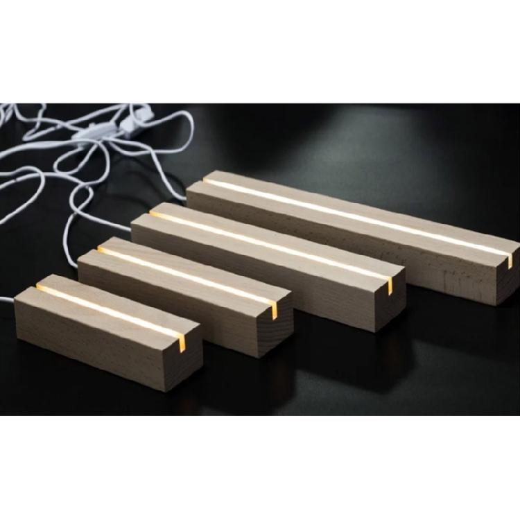 Wooden Led Display Base Stand Crystal Glass Light Base Stand for Resin-Arts