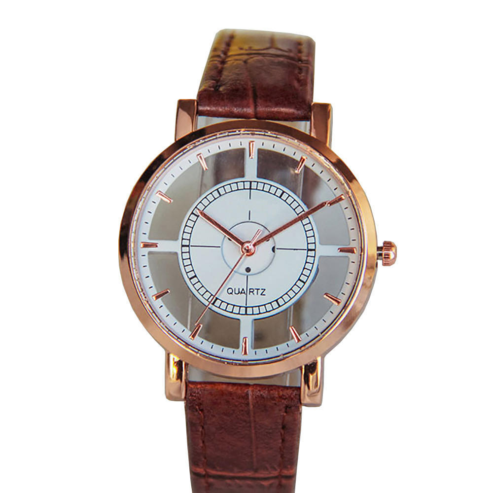 Elegant Women s Skeleton Watch Rose Gold Frame Black Leather Strap Stylish Openwork Dial Quartz Design Sophisticated Wristwatch кофейный