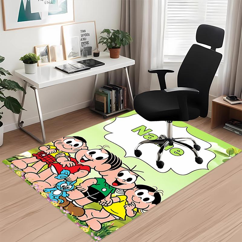 Custom Name Turma Da Mônica Printed Carpet, for Office Chair Living Room Bedroom Kitchen Room Decor Gifts.