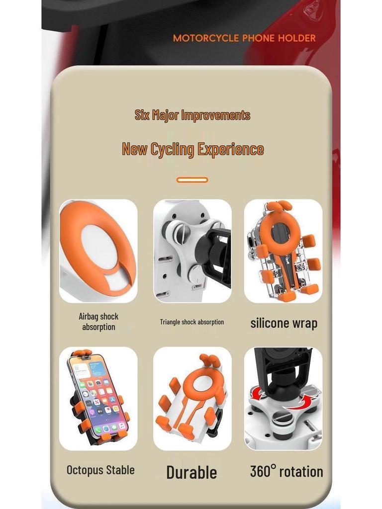 2025 Shockproof Anti-Shake Eight Claw Phone Holder for Electric Vehicles, Motorcycles, and Bicycles