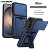 KEYSION Card Holder Bag Phone Case for Samsung S26 Ultra 5G Slide Camera Protection Kickstand Shockproof Cover for Galaxy S26+5G