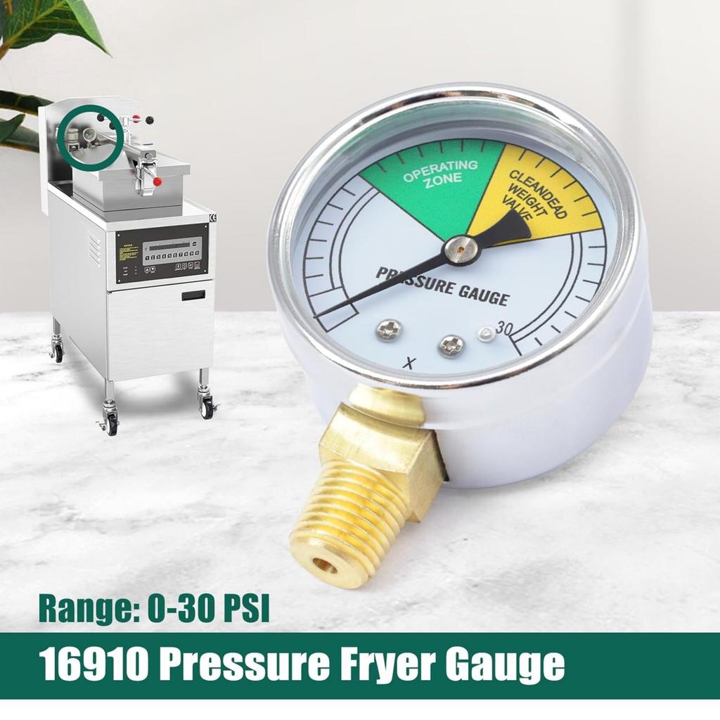 2Inch Pressure Fryer Gauge 0-30PSI Easy Installation Pressure Gauge Pressure Cooker Repair Part Stainless Steel Texture