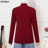 VONDA Women Casual High Neck Long Sleeve Fitted Warm Blouse Tops Undershirts