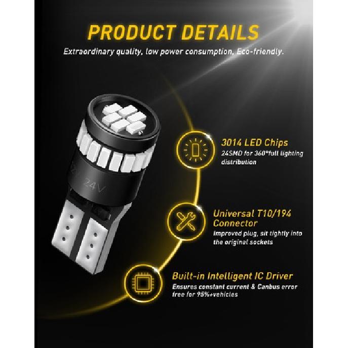 Pure T10 Red Inner LED Tail Light Bulbs Super Bright 2825 168 194 175 2821 EAX V