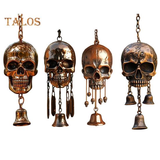 Gothic Schädel Windspiel Wetterfest Innen Außen Garten Terrasse Metall Vintage Schädel Hängende Windglocke Halloween Dekoration Ornament