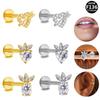 Elegant F136 Titanium Alloy Zirconia Lip Stud & Pierced Heart Ear Bone Jewelry