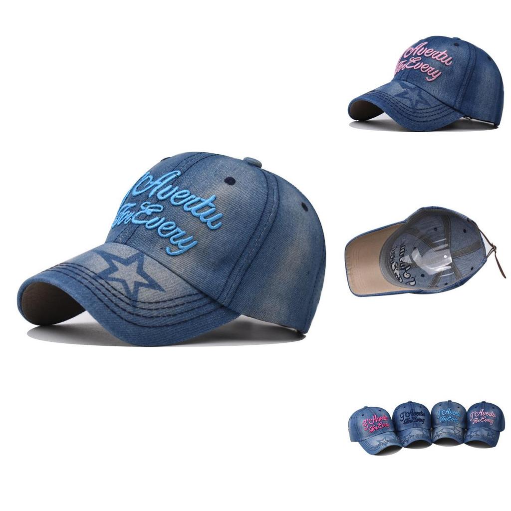 Denim Baseball Cap With Embroidery For Unisex Casual Summer Fashion