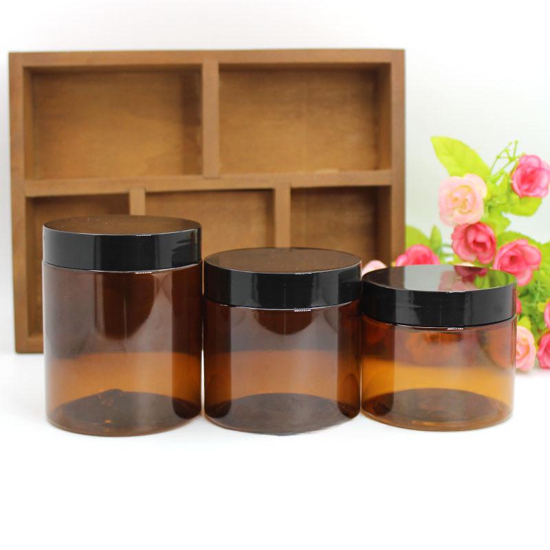 PET Plastic Wide Mouth Cream Bottle with Black Lid (80g-250g)