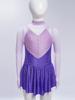 Jenter Skøytekjoler Dansedrakter Mock Neck Langermet Fargeblokk Gjennomsiktig Mesh Patchwork Skinnende Rhinestones Kjole