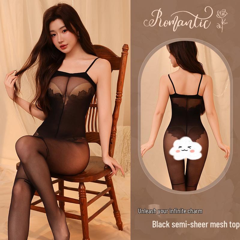 Semi-Transparent Open-Crotch Bodysuit - Sexy, See-Through, Pure Desire, Ascetic Style, New Arrival 2025