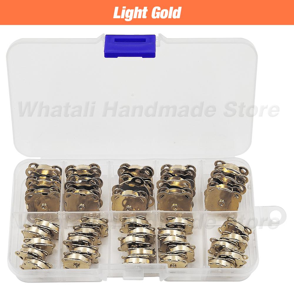 20Sets/Lot 10Mm-18Mm Metal Wallet Buttons Magnet Buckle Snap Fasteners Bags Sewing Garment Accessories Materials Buckle With Box