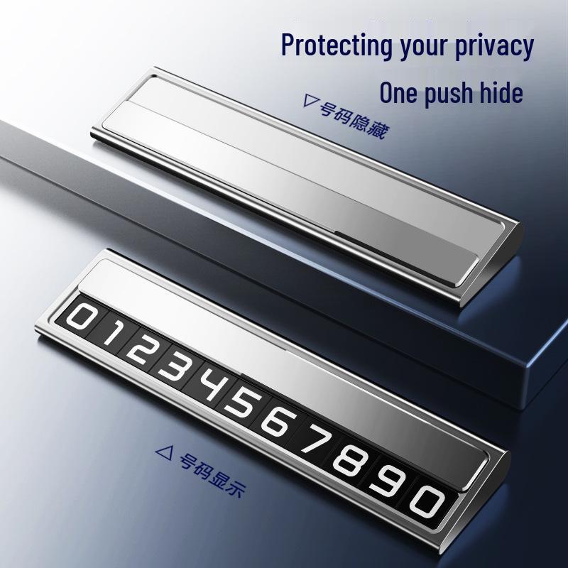 High-End Alloy Hidden Temporary Phone Number Plate for Car Parking