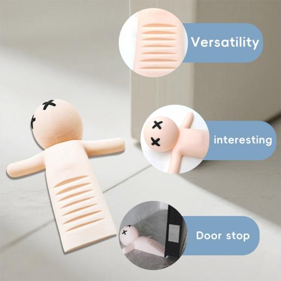 Lying Cartoon Men Door Stopper Wedge No Drilling Anti-collision Carpet Protector Anti-slip Windproof Tile Concrete