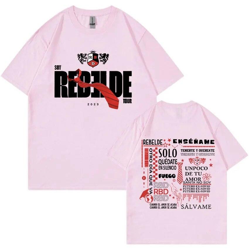 Rebelde RBD Tour Concert Graphic T-Shirt Unisex's WoUnisex Hip Hop Aesthetic T-shirts Fashion 100% Cotton Oversized T Shirt Streetwear