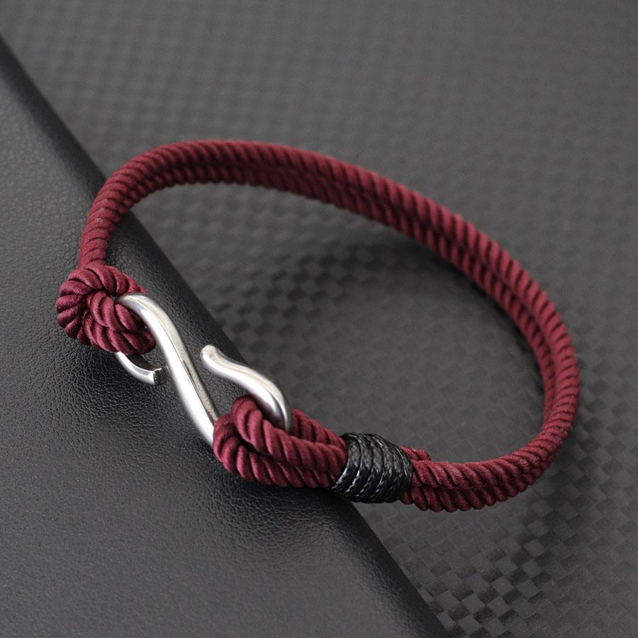 S Shape Fish Hook Double Layer Bracelet Men Women Handmade Milanese Rope Stainless Steel Hand Rope Beach Jewelry Accessories