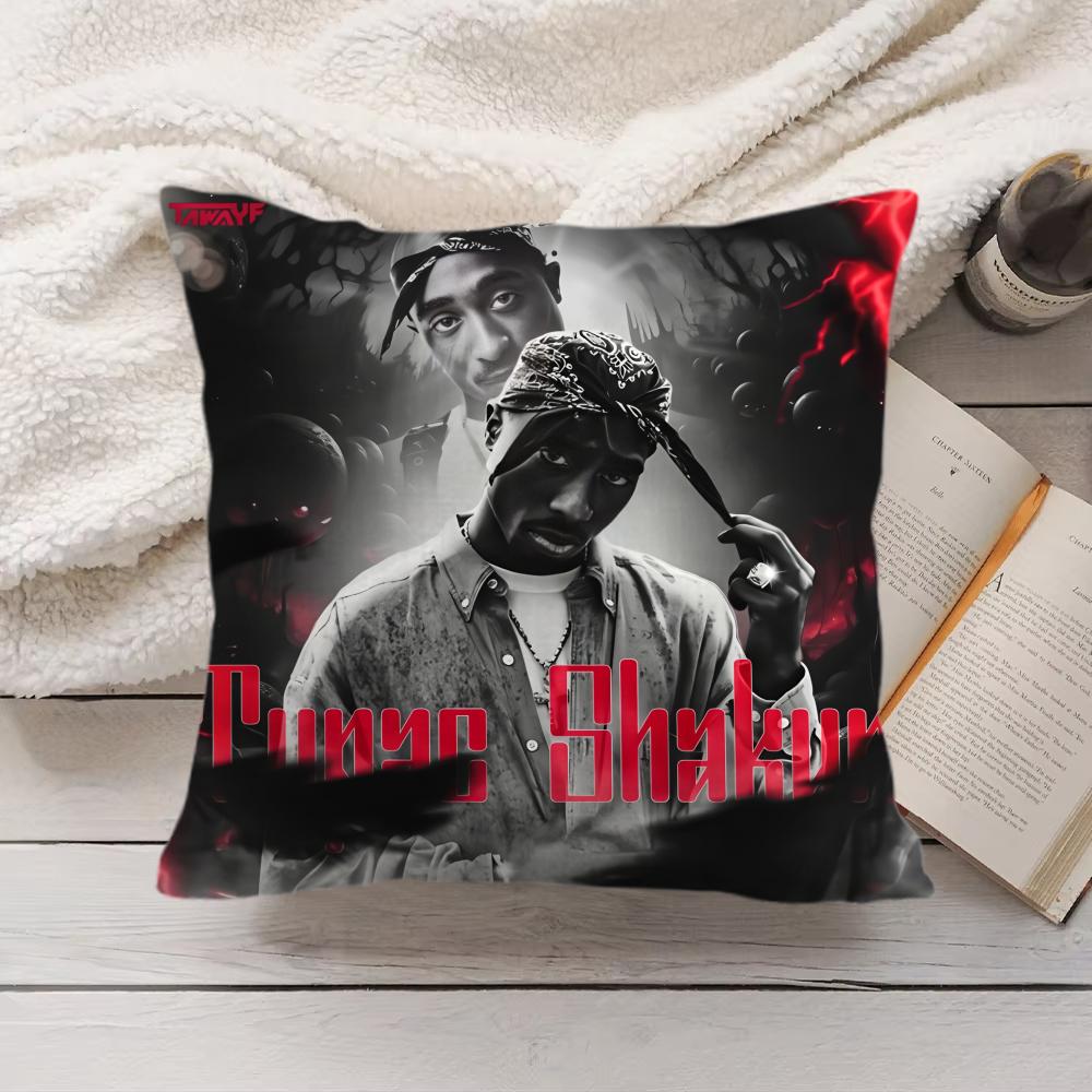 Cool T-Tupac 2Pac S-Shakur Cushion Cover Silky Short Plush Invisible Zipper Dustproof Sofa Pillow Case For Home Decor