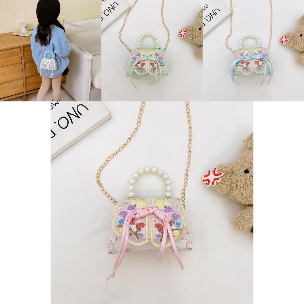 Adorable Kids Mini Handbag In Pink Purple Blue Green Beige With Trendy Chain Strap