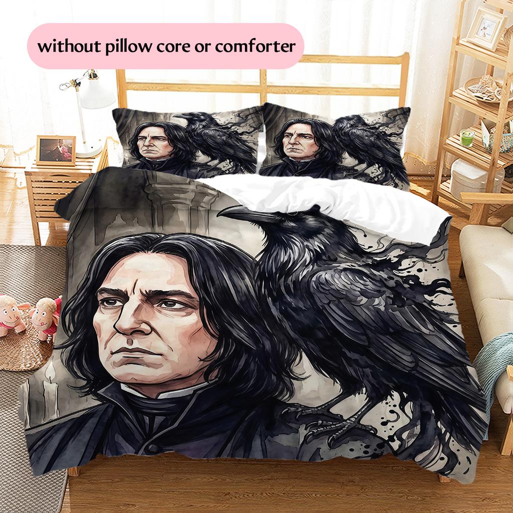 Severus Snape Pattern Bedding Quilt Set Home Decoration Gift (1 * Duvet Cover + 2 * Pillowcase Without Core)
