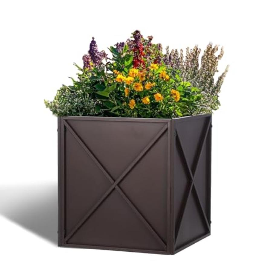

Large Square Metal Planter Box 17x17x18 Modern Brown Heavy Duty Outdoor Garden Patio Planter with Drainage Holes United States