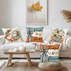 Thanksgiving Pumpkin Pillow Cover Autumn Plant Flower Print Pillow Cover Home Living Room Sofa Cushion Cover