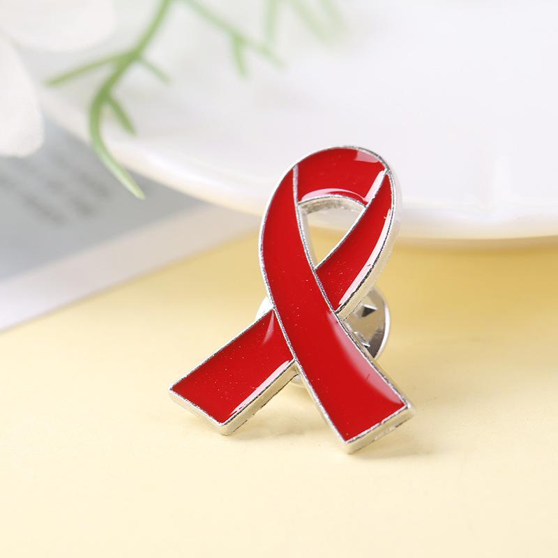 Red Awareness Ribbon Pins Love Care HIV AIDS Pink Ribbon Against Breast Cancer Lapel Badge Multi-coloured Dripping Oil Brooch