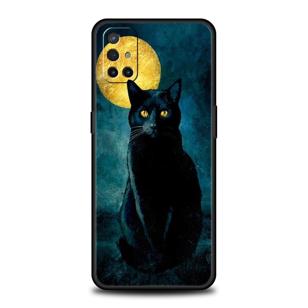 Phone Case For OnePlus 12 11 10 9 Pro 9T 12R 10R 9R 9RT 10T 8T 8 7 6T 7T Nord 2T CE 2 5G N200 N10 N100 Cover Black Cat