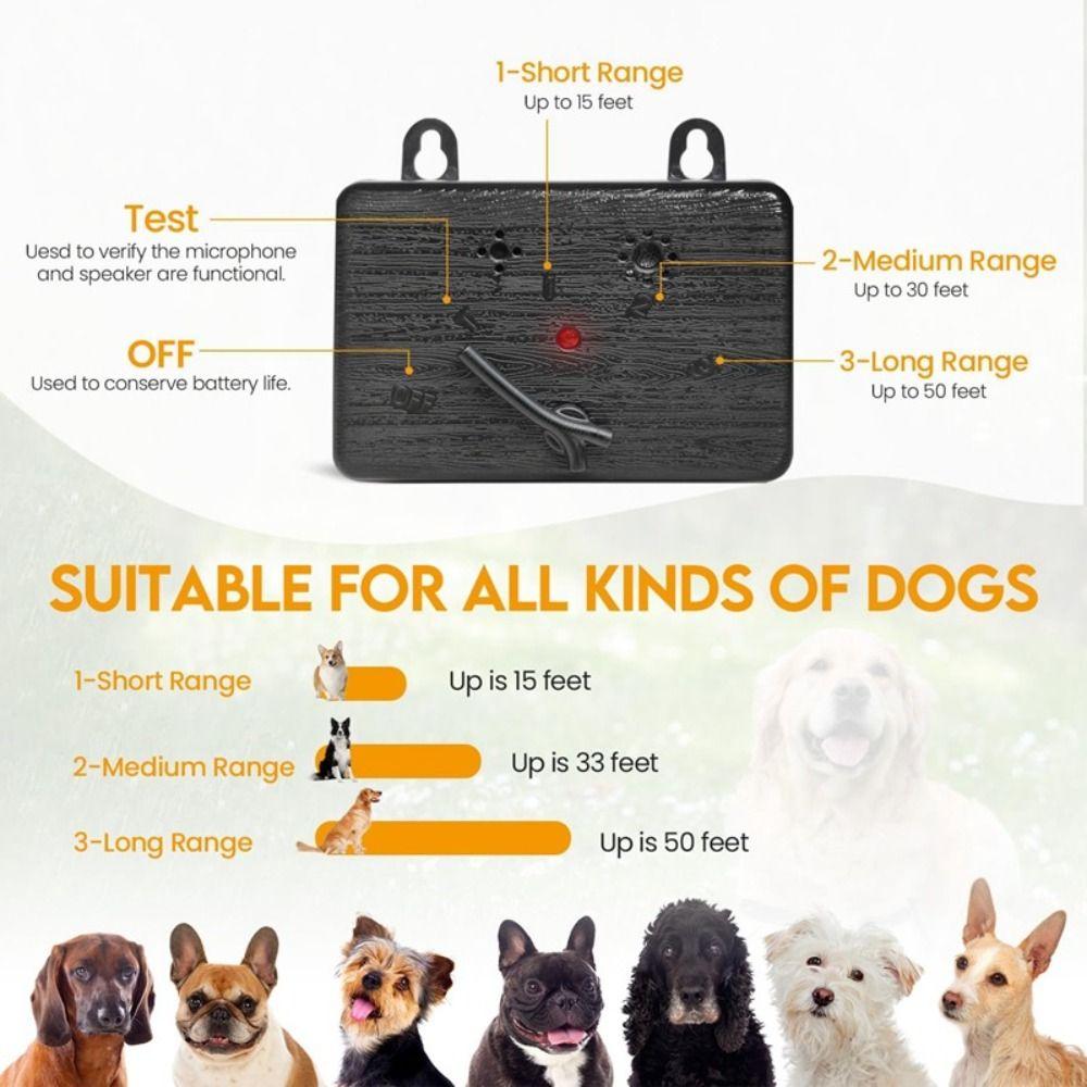 Dispositivi Anti Abbaianti a 3 Modalità Lunga Portata 50ft Bark Box Sicuro per Animali Deterrente per l'Abbaio del Cane Addestramento del Cane