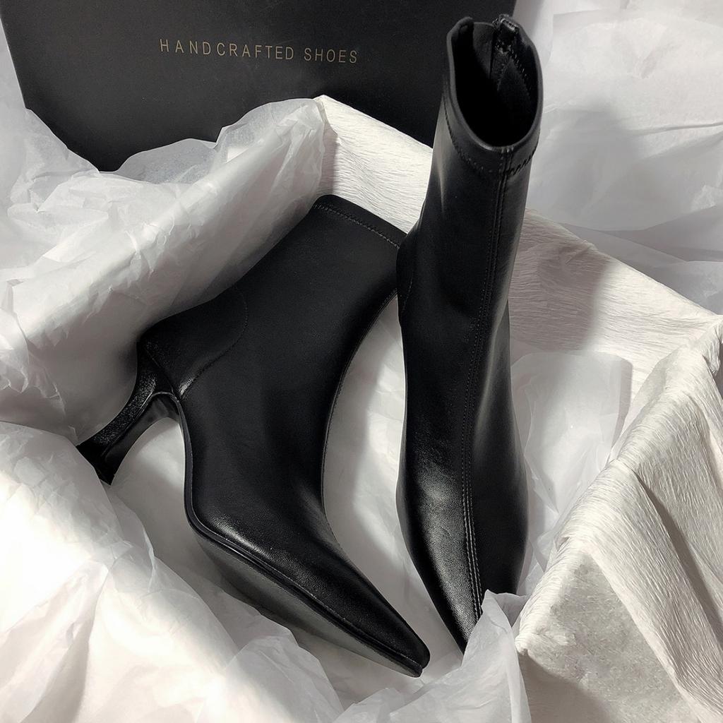 Pointed Toe Ankle Boots For Women Fashion Back Zippers Short Boots Female Thin High Heel Autumn Winter Girl's Boots Shoes