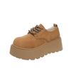 Thick-soled small leather shoes women's autumn new retro women's shoes round head lace-up deep mouth single shoes