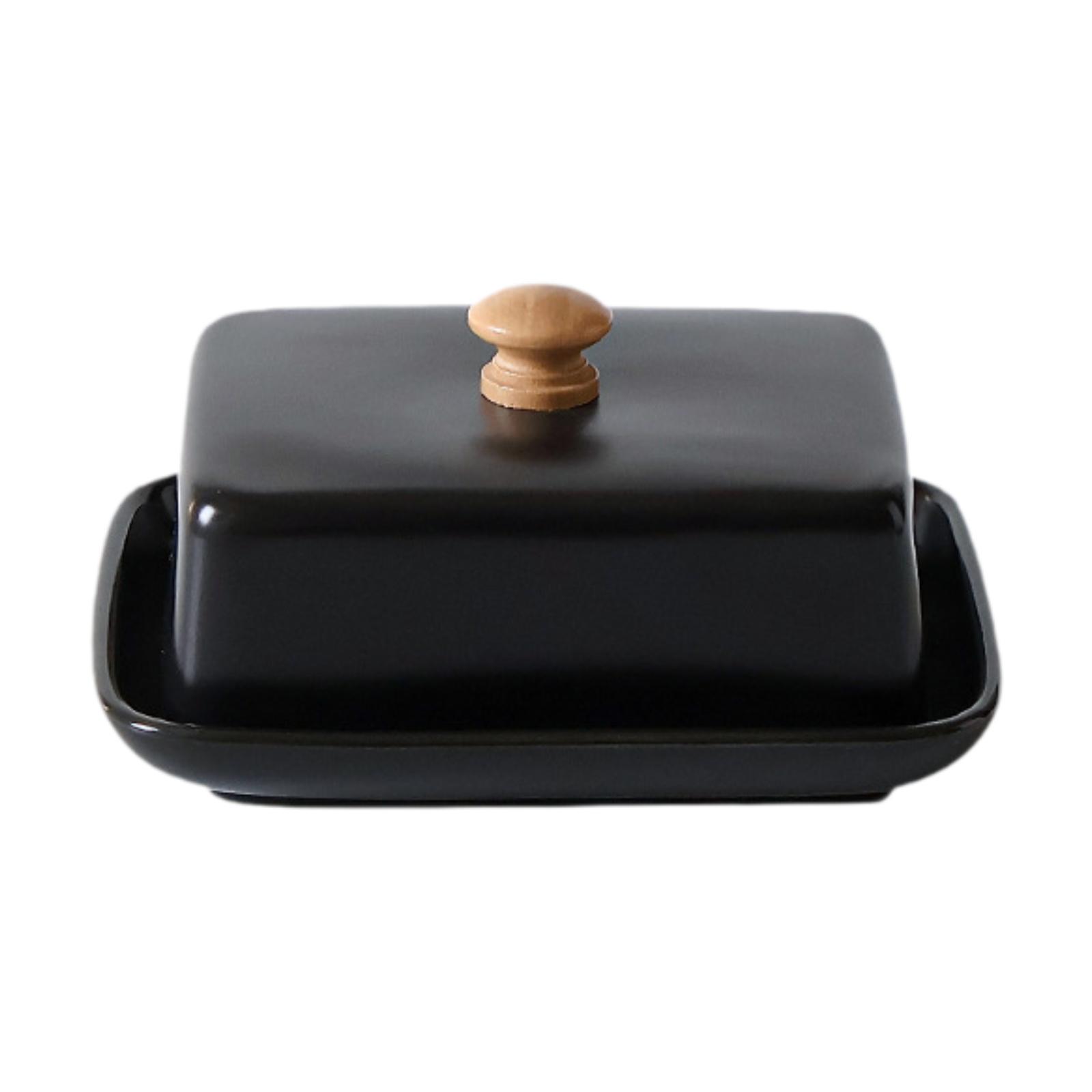 

Ceramic Butter Dish with Cover Large Practical European Butter Storage Keeper for Kitchen Bar Household Cake Shop Counter чорний