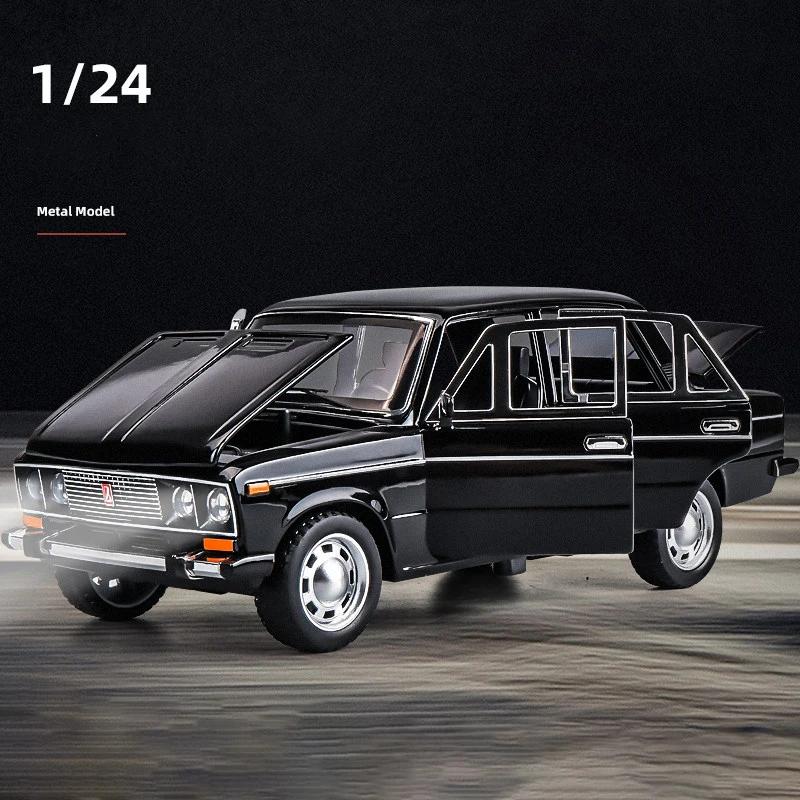 

1:24 Російська легкосплавна машина LADA 2106. Лита під тиском іграшкова модель автомобіля. Звук і світло. Дитяча іграшка. Колекціонування. Подарунок на день народження. чорний