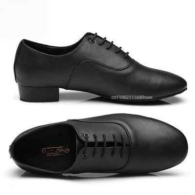Latin Dance Men's Shoes with a Soft Sole and a Mid Heel for Practicing Dance Skills, Group Social Dance, Modern Dance Shoes