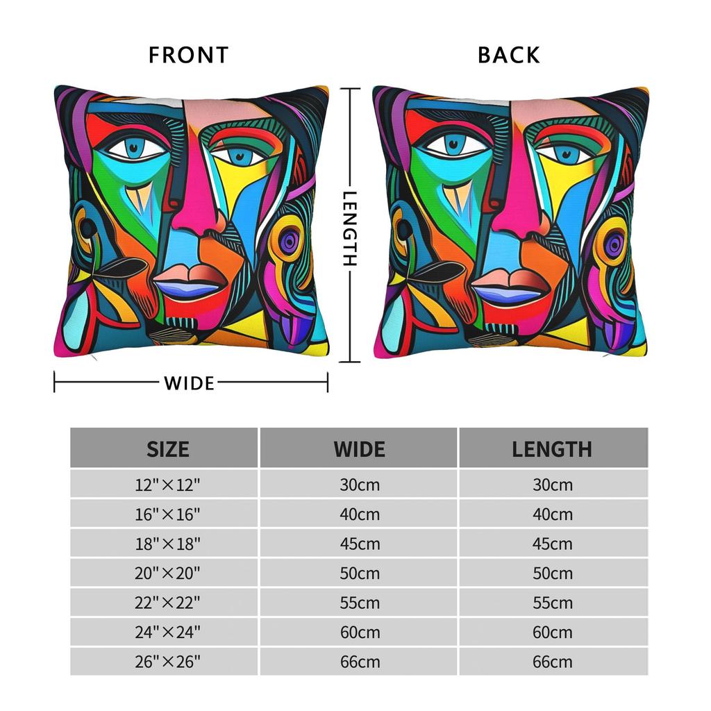 Picasso Funky Colorful Abstract Face Square Pillow Case Cushion Cover Custom Zippered Decorative Pillowcase For Car 18"X18"