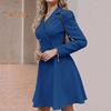 Fall Winter Women Jacket Double-breasted A-line Slim Fit Turn-down Collar Tight Waist Pure Color Formal Business Office Dress Long Sleeve Commuting