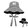 Plaid Fisherman's Hat Dual-Style Reversible Wear Wide Brim Sun Hats With Chin Strap Cute Pastel Plaid Beach Hat For Outdoor Trav