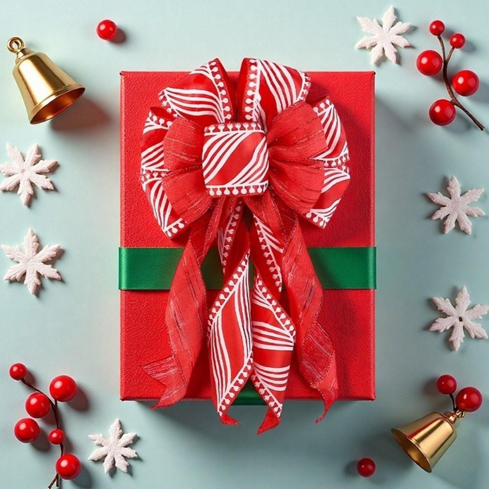 Large Christmas Double-Layer Red Bow Handcrafted Wreath Decoration  Holiday Decoration