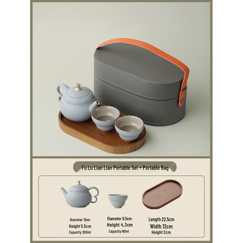 NEW CASTLE Six Blessings Travel Ceramic Tea Set