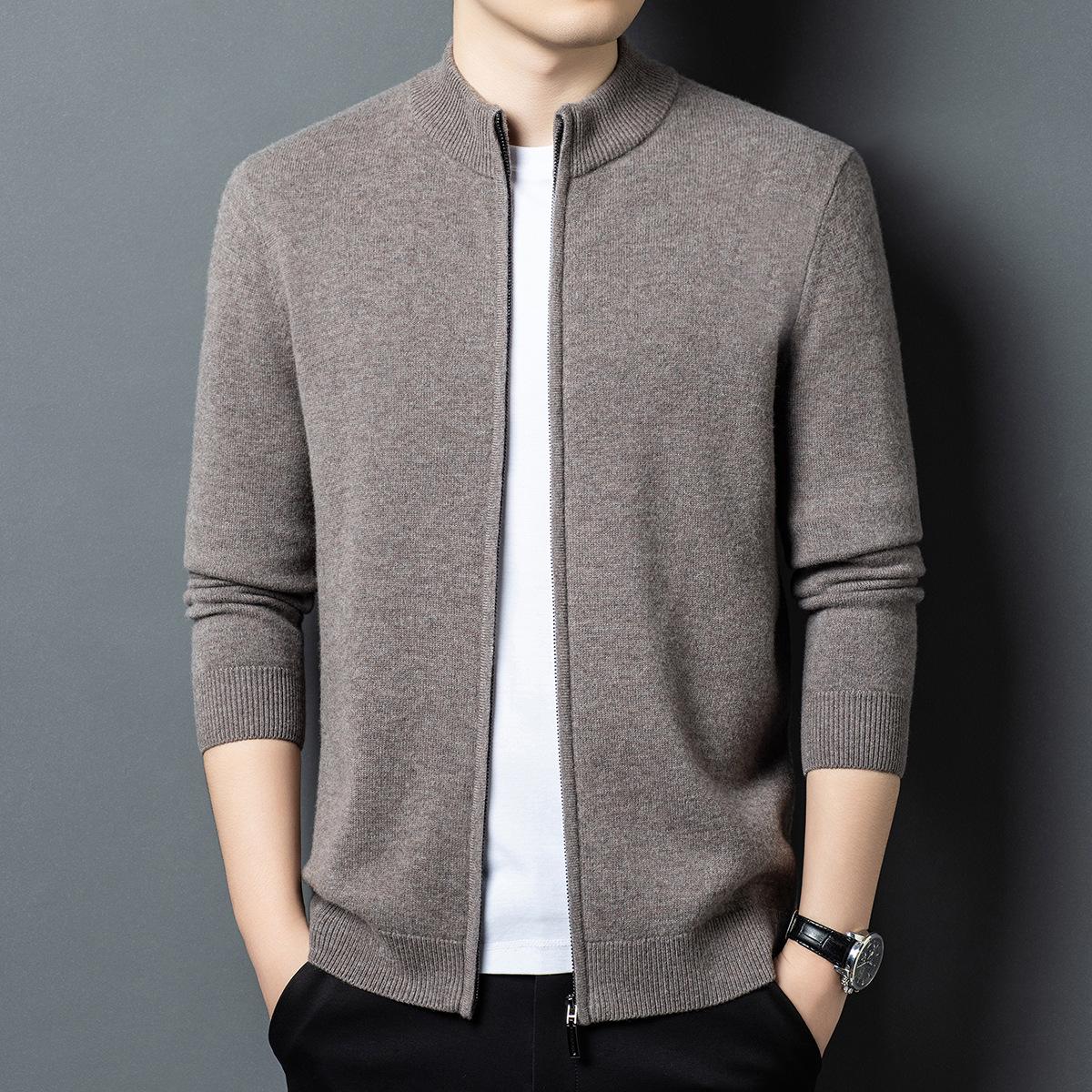 

Men s 100% Pure Wool Thickened Knit Cardigan - Zipper Sweater for Autumn & Winter, 600g 120