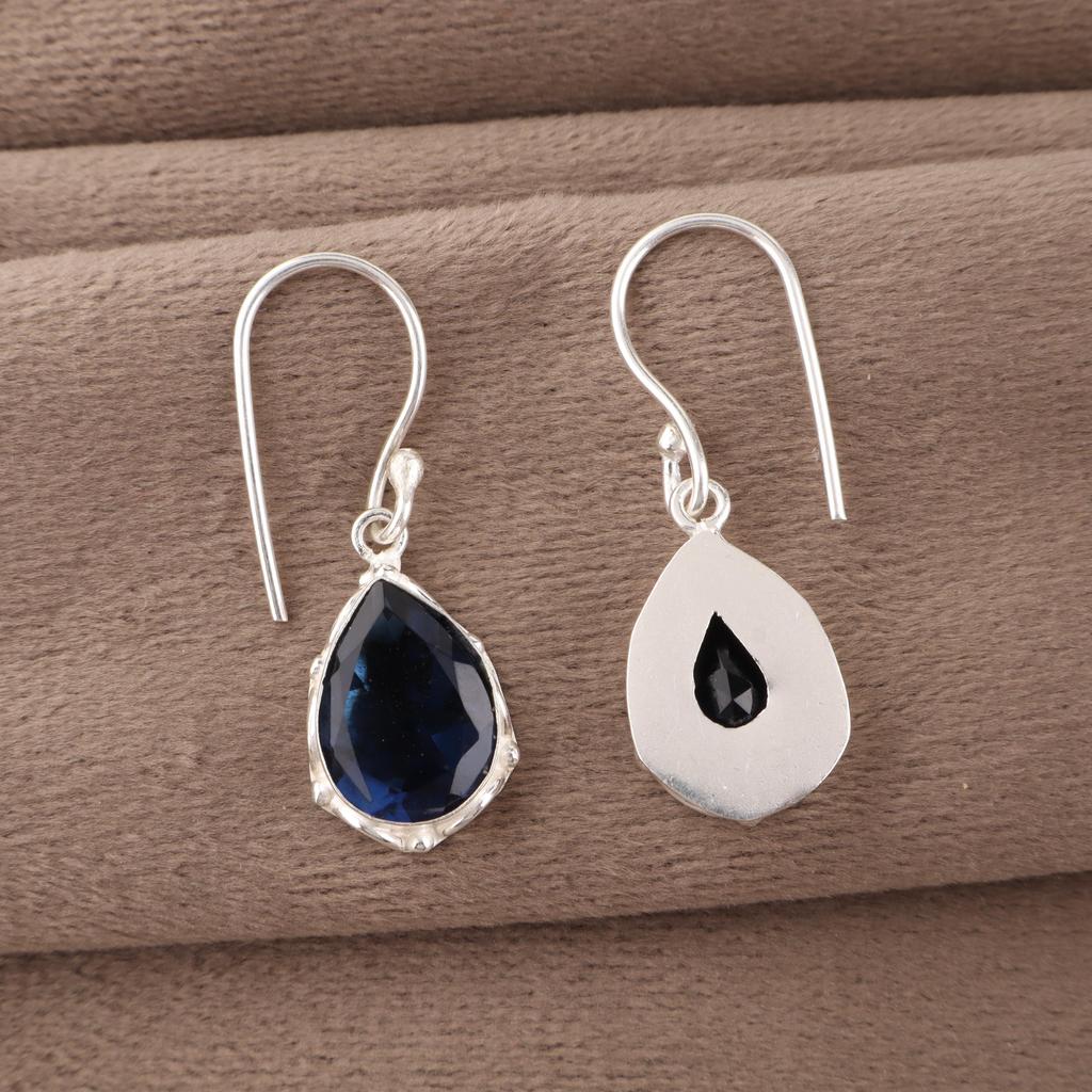 London Blue Topaz Jewelry, 925 Solid Sterling Silver Earrings, Handmade Gemstone Jewelry Earrings For Memorial Day