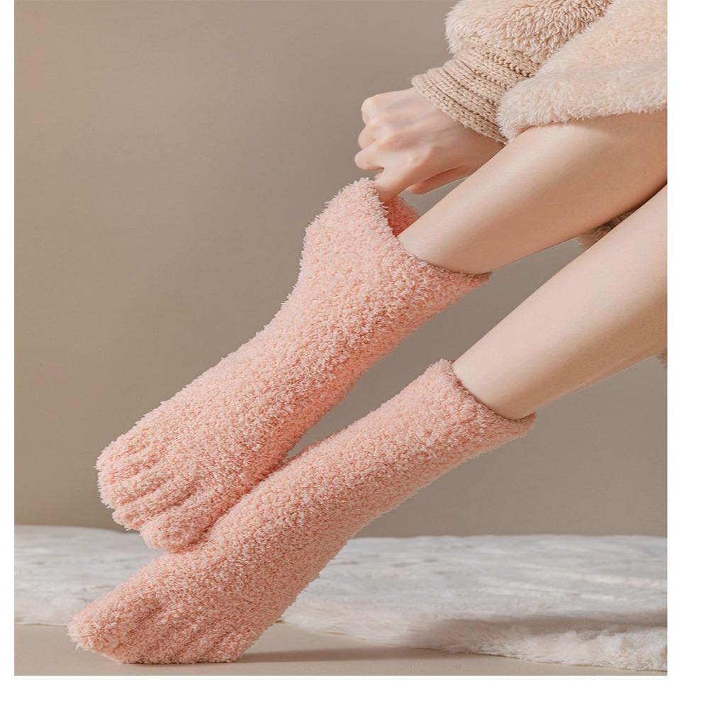 

Coral Velvet Warm Fuzzy Five Toe Sock Thickening Casual Home Daily Use Sleep Sox 01