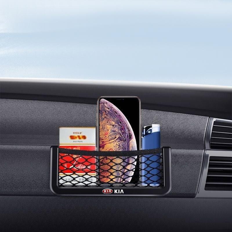 Car Organizer Storage Bag Auto Paste Net Pocket Phone Holder Car Goods For Kia Rio 3 K2 Ceed Cerato K3 Sportage 4 Picanto K5 Optima Sorento Forte