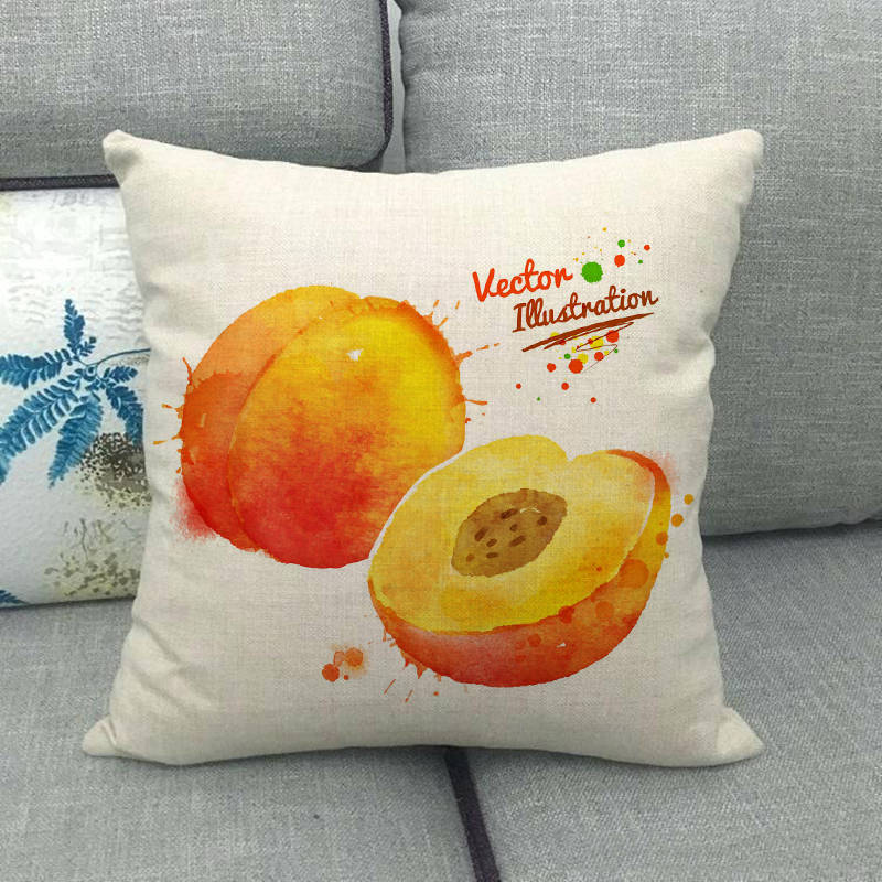 Simple And Colorful Painted Fruits Digital Printing Short Plush Pillow Covers For Car Sofa Office Cushion Cover Home Goods
