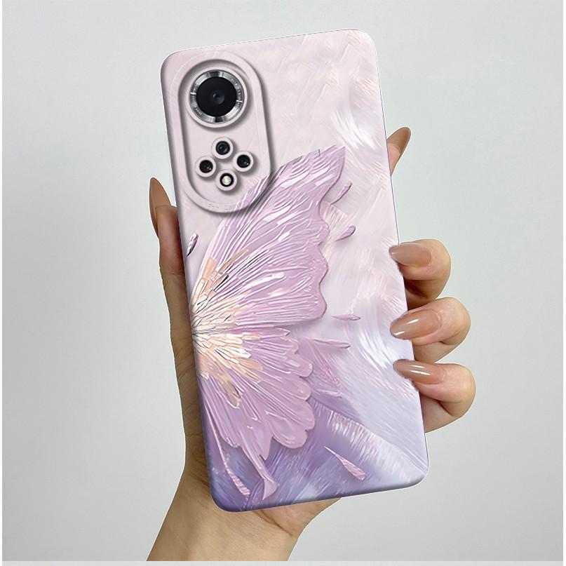 For Huawei Nova 9 Case Aesthetic Butterfly Flowers Soft Silicone Shockproof Phone Cover For Honor 50 Camera Protective Casing