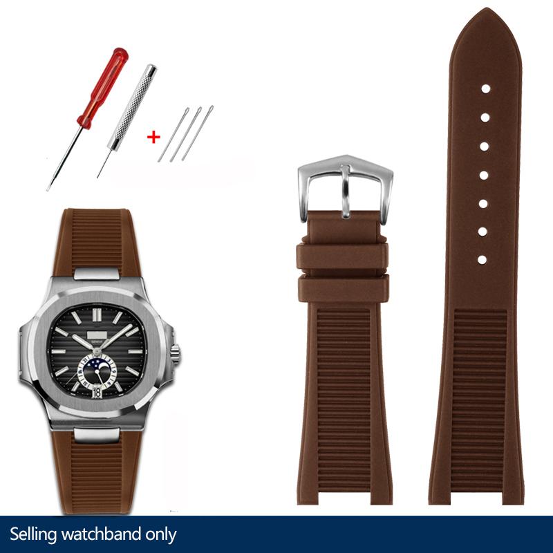 25*13mm Silicone Rubber Watchband For Pa-tek Philippe Nautilus Series 5711/5712/5980 Waterproof Sports Strap Bracelet Brown Blue
