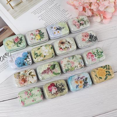 Mini Blume Zinn Schmuckstück Schmuck Münze Box Weißblech Lagerung Fall Kleine Rechteckige