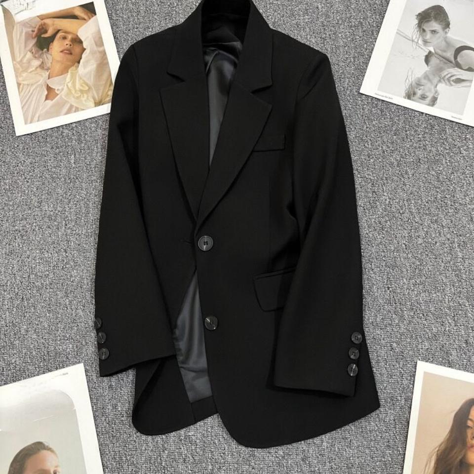 

Модный короткий пиджак с дизайнерским чутьем для миниатюрных женщин в весенне-осеннем повседневном стиле S чёрный